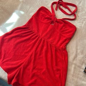 Firer Cracker Red Terry Coth Romper